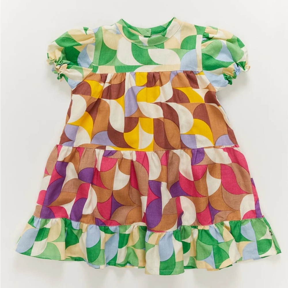 2-3y Oeuf NYC Tiered geometric dress 50%cotton 50%Linen - great condition